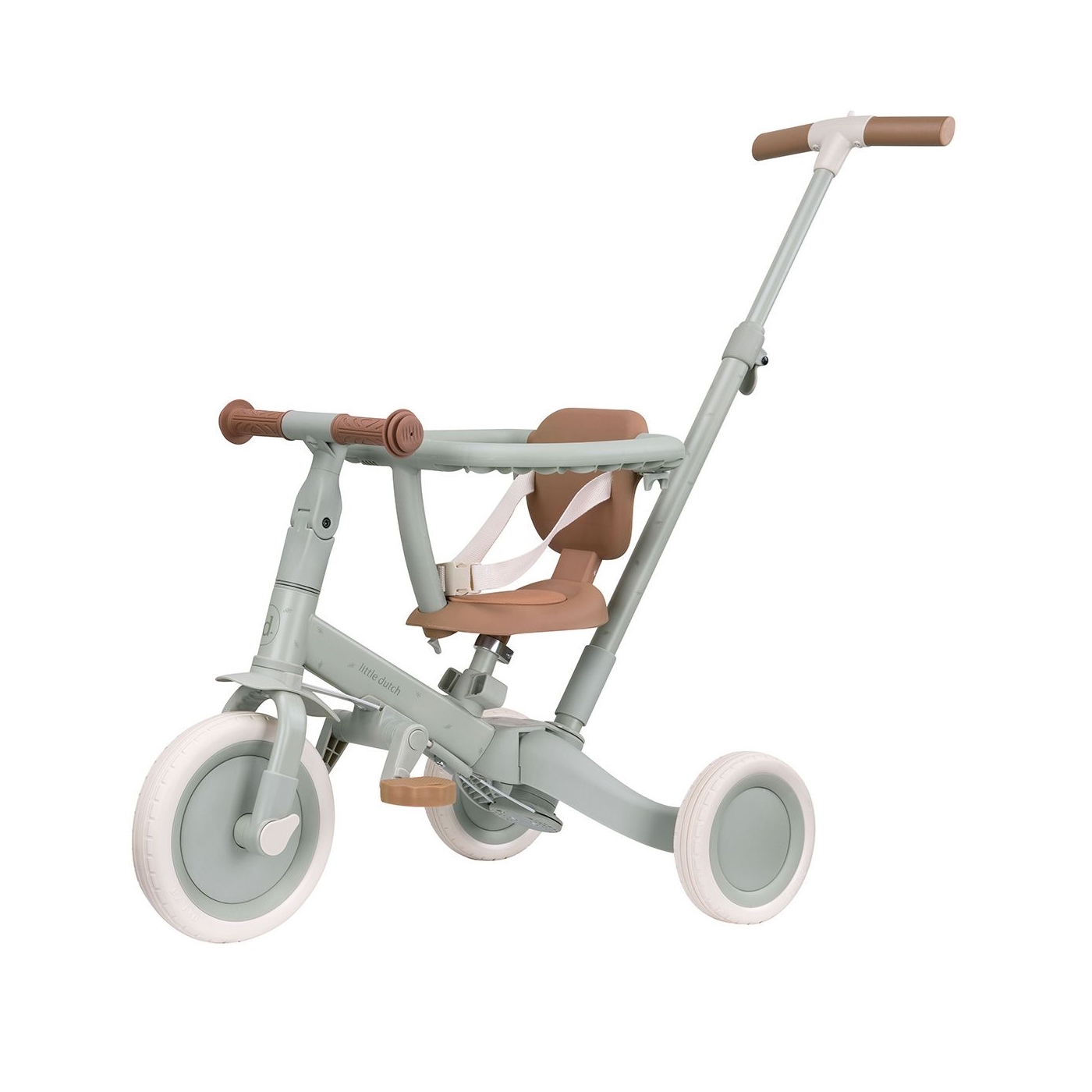 Little Dutch Driewieler met duwstang groen